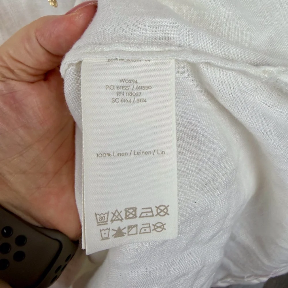 Boden Evangeline Tunic in White Linen Polka Dot Size 8 Regular. - Picture 9 of 16